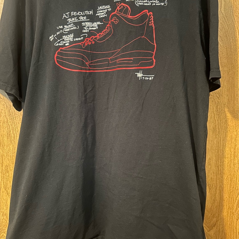 Black Nike air Jordan retro 3 T-Shirt with Red Design